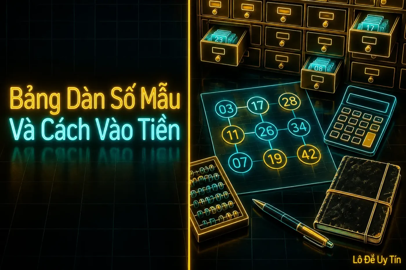 Dưới đây là dàn mẫu để bạn hình dung, gồm 5 con mỗi nhóm đầu - dàn đề 50 số